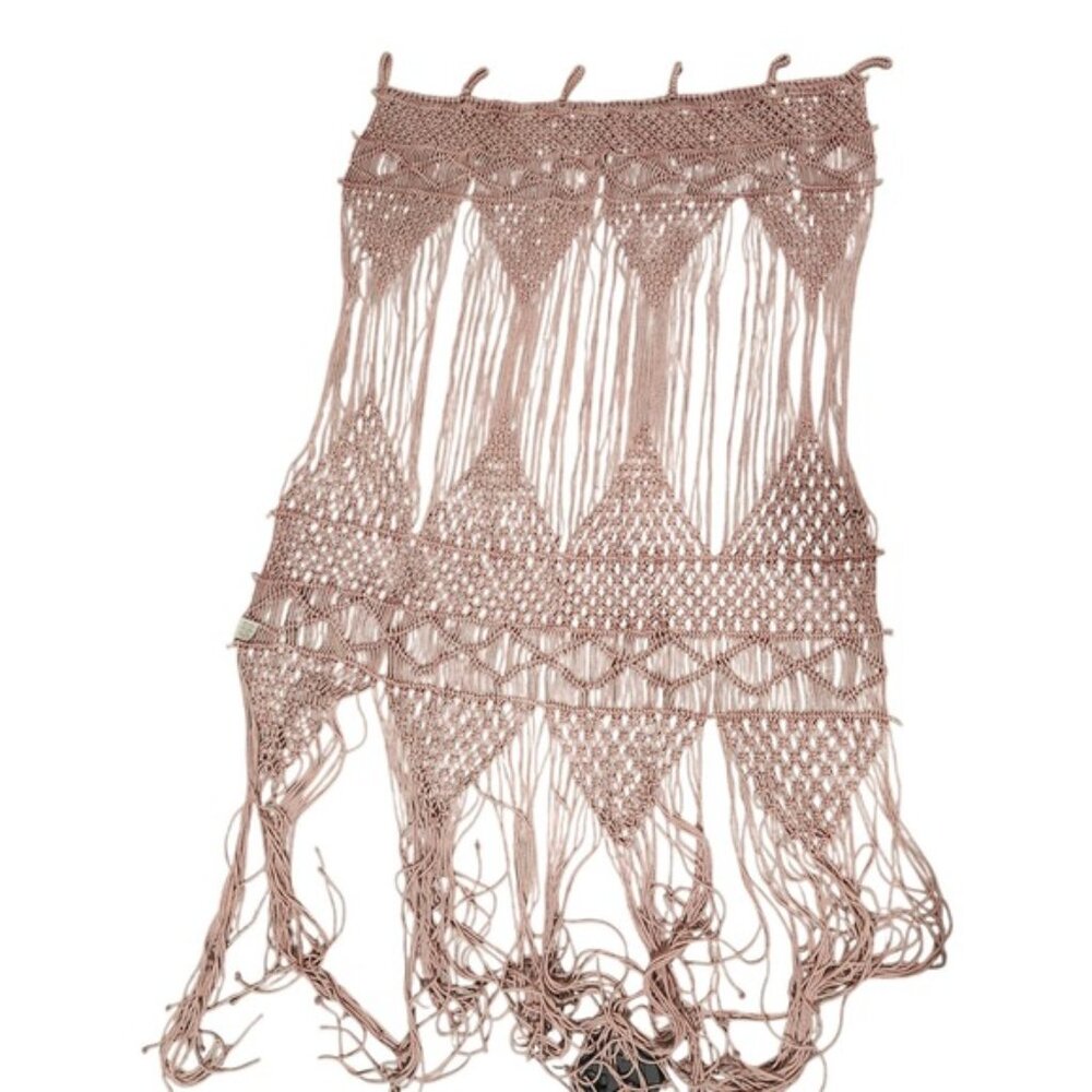 Macrame Wall Hanging/drapery Tapestry Boho Chic Pink Fringe wedding girlhoodcore